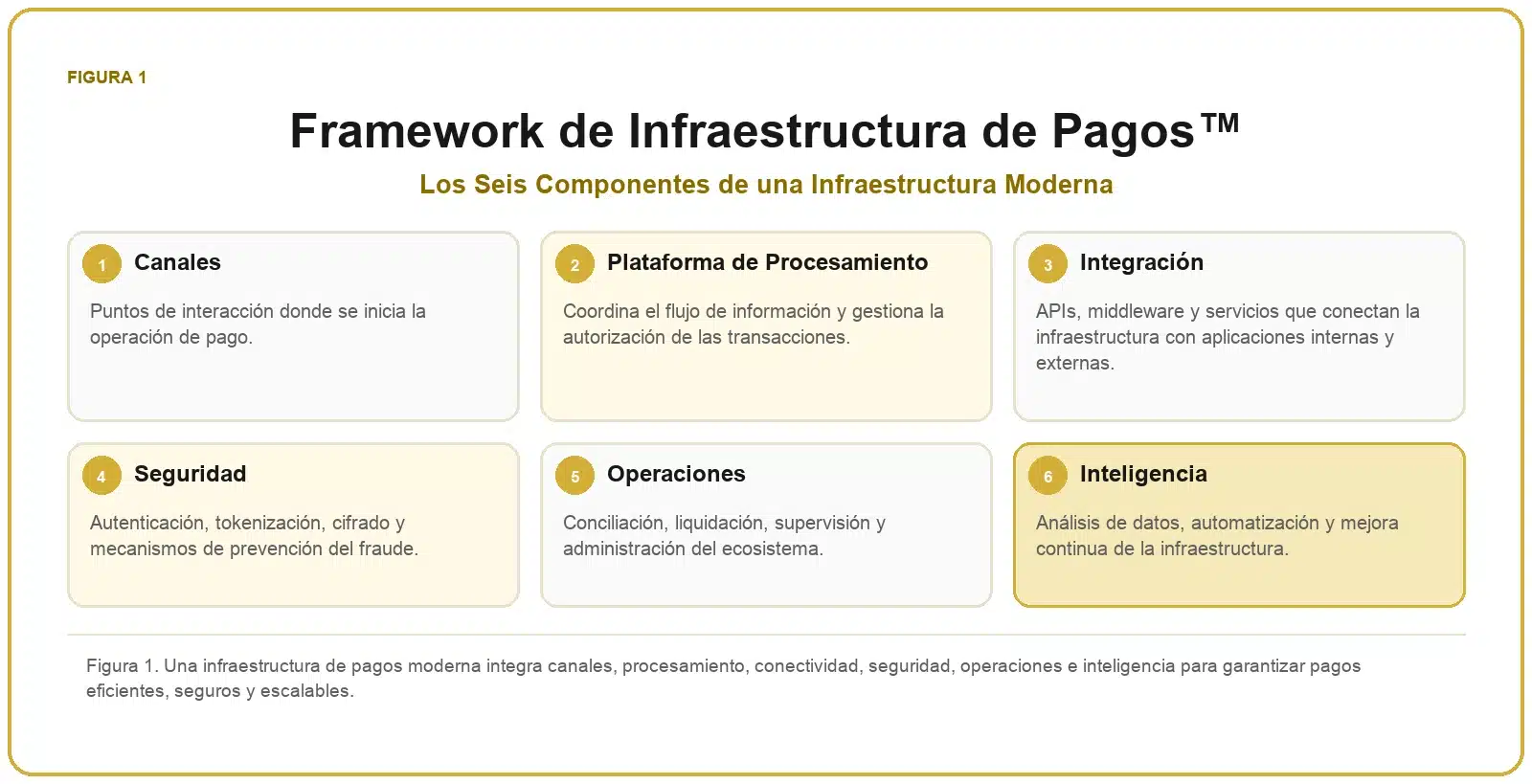 Framework de Infraestructura de Pagos 1 Framework de Infraestructura de Pagos™ con canales, plataforma de procesamiento, integración, seguridad, operaciones e inteligencia.