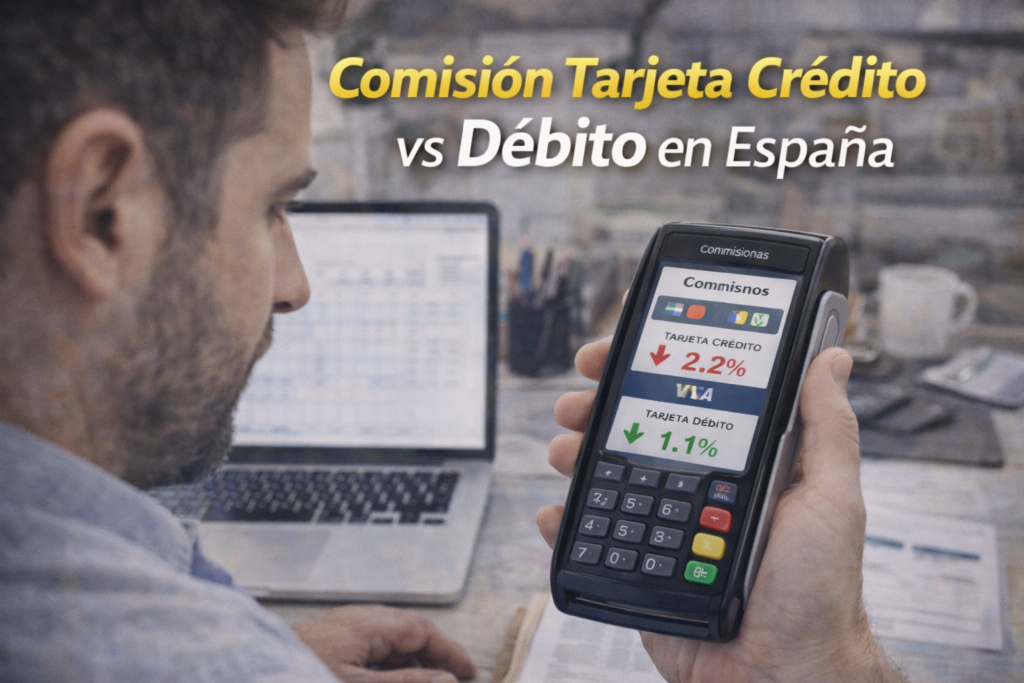 Comparativa comisión tarjeta crédito vs débito en España para negocios
