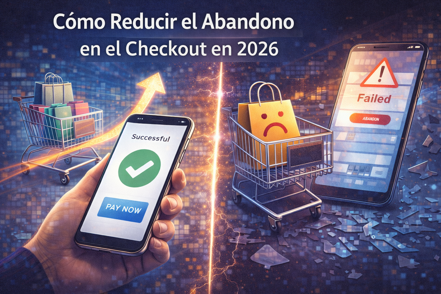 Contraste entre el éxito y el abandono del proceso de compra