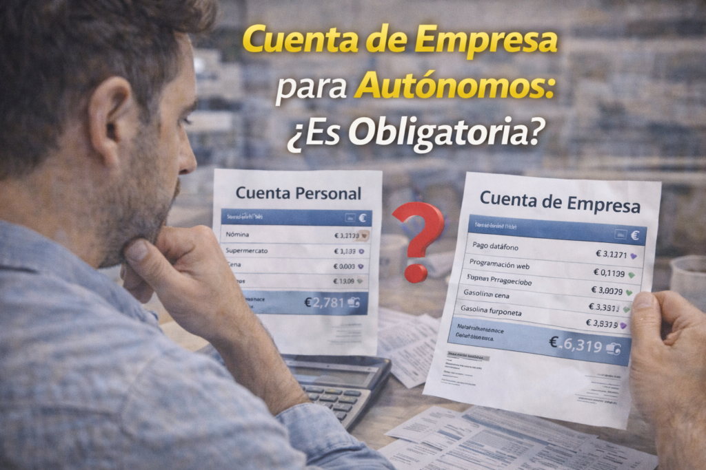 Autónomo gestionando cuenta de empresa separada de su cuenta personal