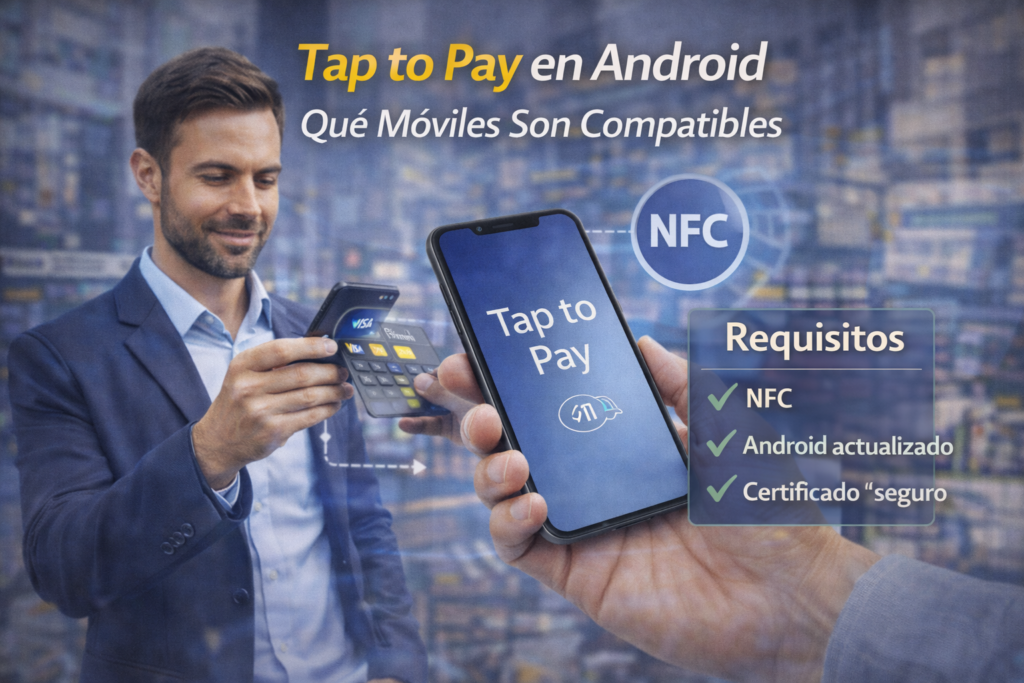 Smartphone Android con NFC activado para aceptar pagos contactless