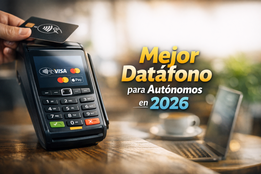 Datáfono moderno aceptando pago contactless – Mejor datáfono para autónomos en 2026