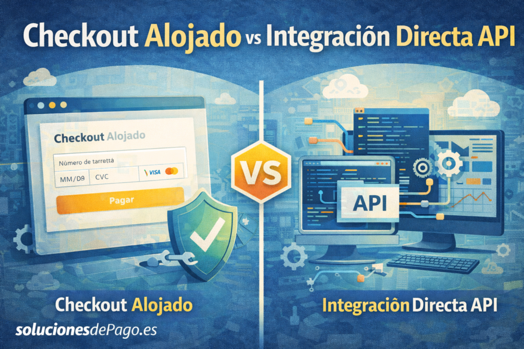 Checkout alojado versus integración directa API