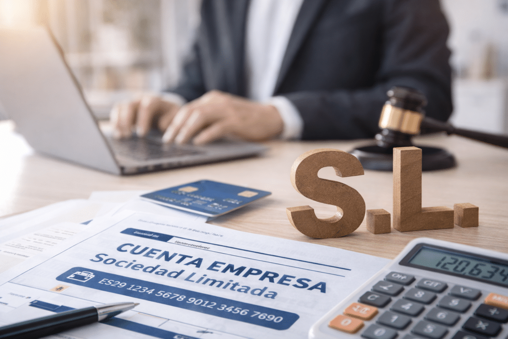 Empresarial ambiente con S.L. en foco