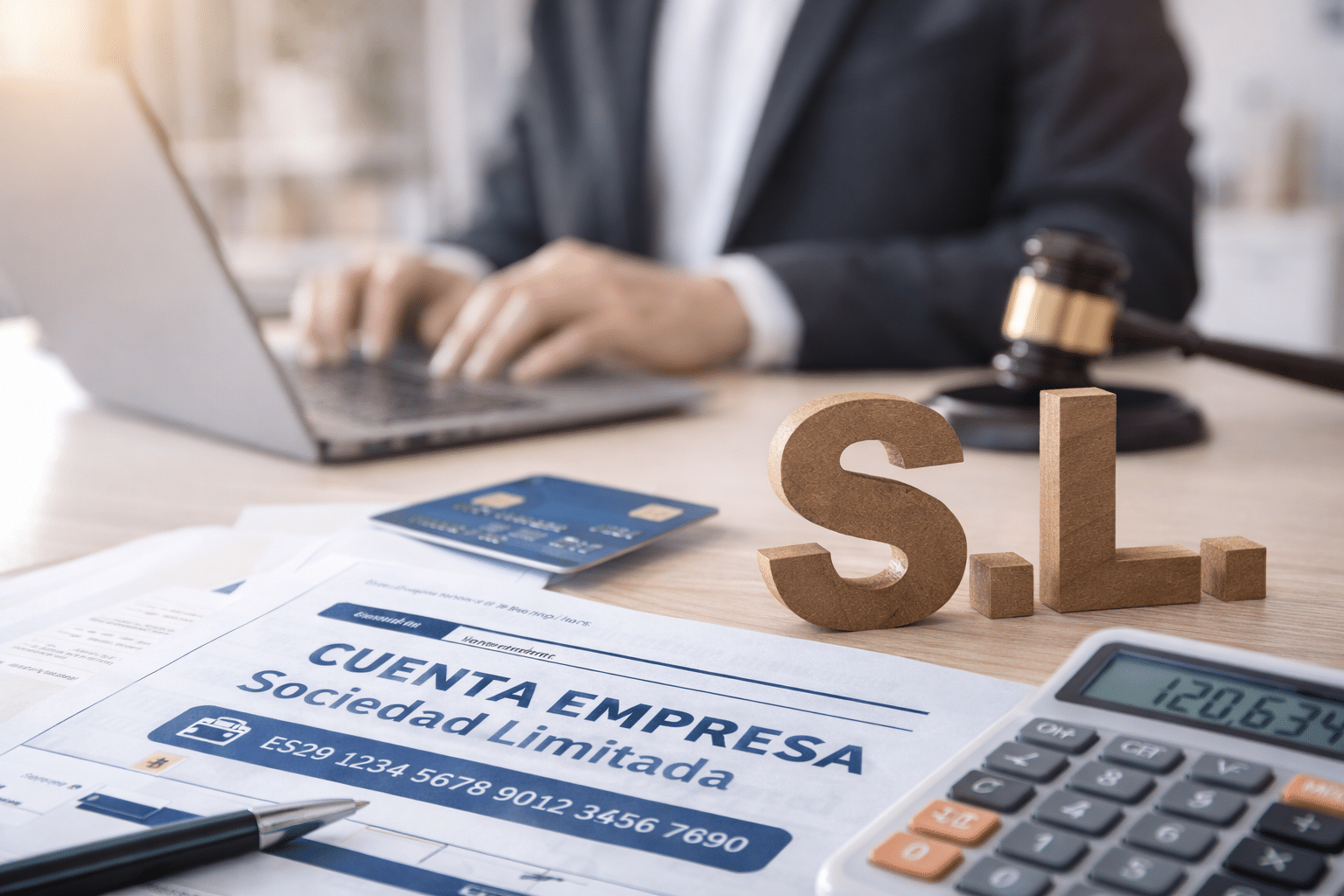 Empresarial ambiente con S.L. en foco