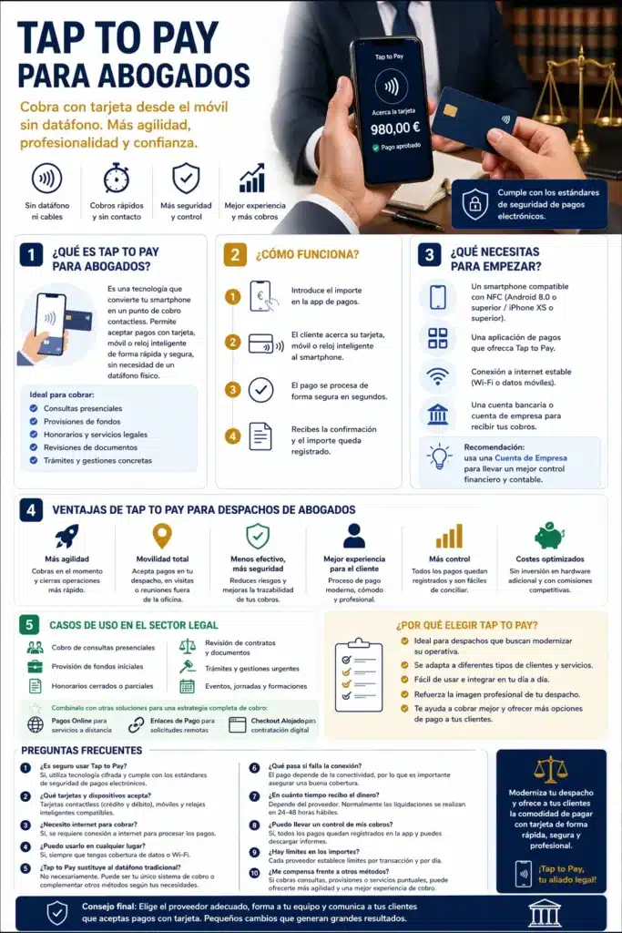 Infografia Tap to Pay para abogados