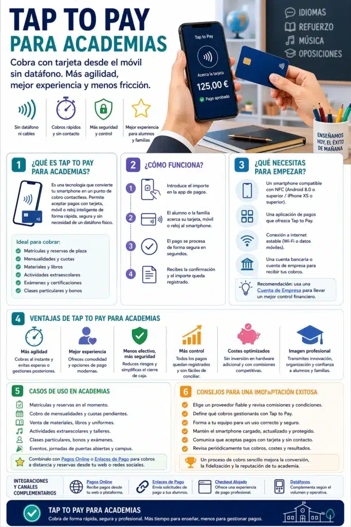 Infografia tap to pay para academias