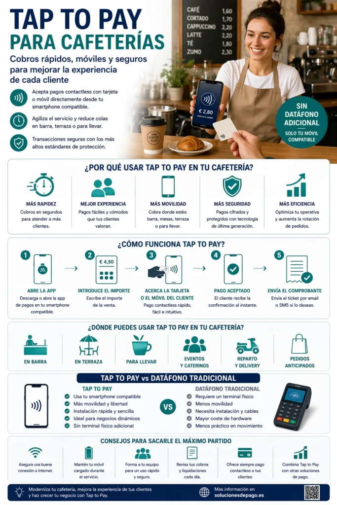 Infografia tap to pay para cafeterias