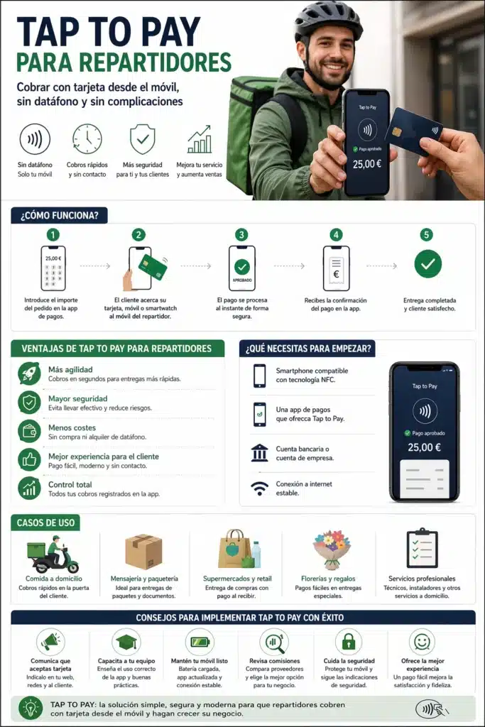 Infografia tap to pay para repartidores