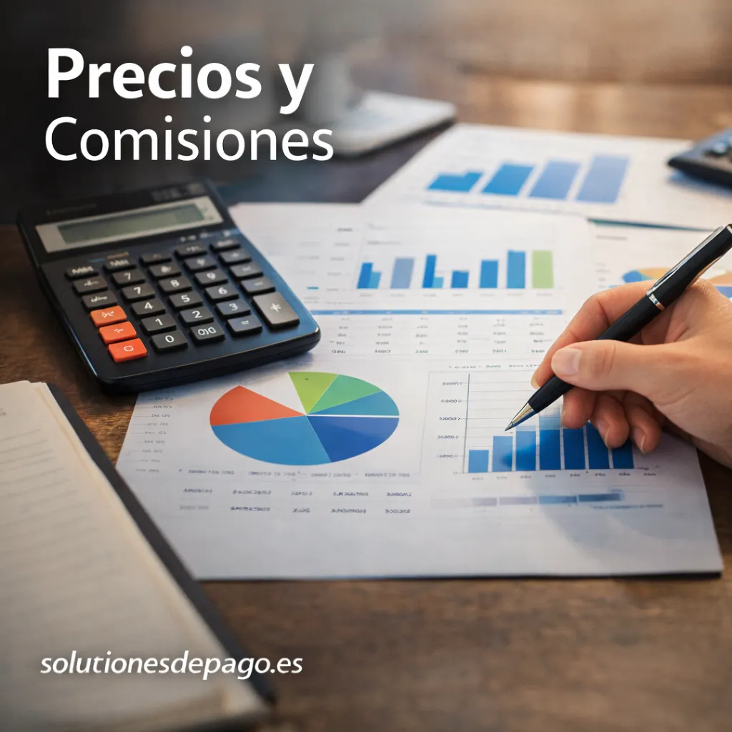Comparativa de precios y comisiones de pagos para negocios en España con gráficos financieros